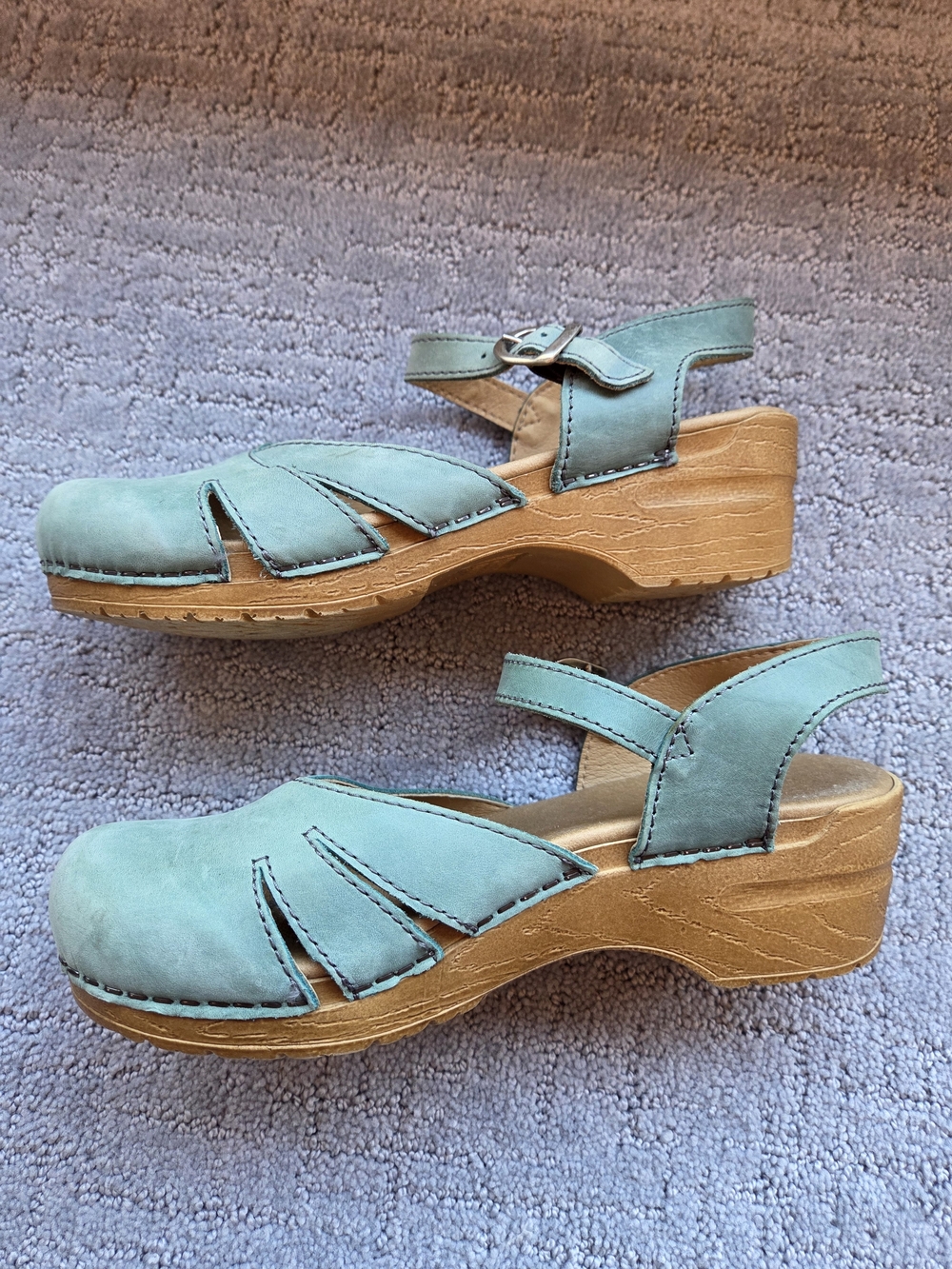 Sanita Margrethe Leather Slingback Clogs- Aqua Blue Size 39 - Picture 9 of 11